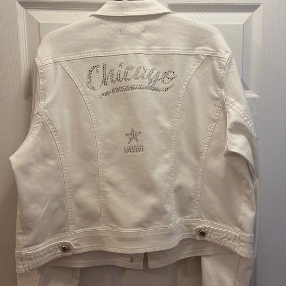 White Chicago Bears jean jacket